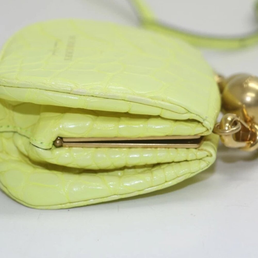 Burberry Mini Frame Neon Yellow Alligator Skin Leather Cross Body Bag - Picture 8 of 11